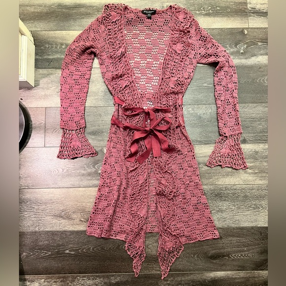 Betsey Johnson Sweaters - 🚫SOLD🚫 RARE Vintage Betsey Johnson Crochet Duster Cardigan